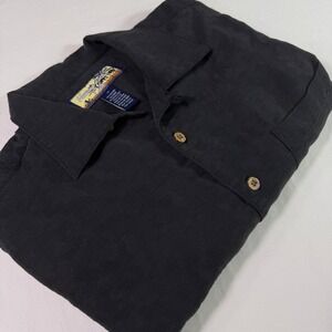 Havana Jack's Cafe Mens Black Tropical Breeze Button Down‎ Shirt Medium